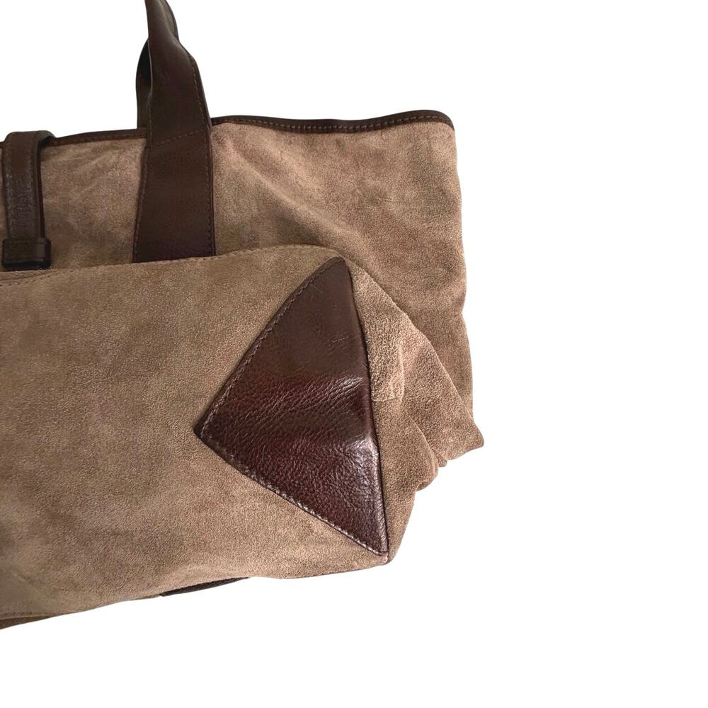 Barneys New York suede leather brown tote made in Italy - Picture 9 of 15